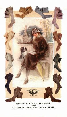 Ribbed Lustre, Cashmere and Artificial Silk and Wool Hose 